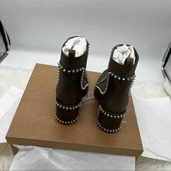 Christian Louboutin | Out Line Spiked Leather Ankle Boots - Picture 9 of 15